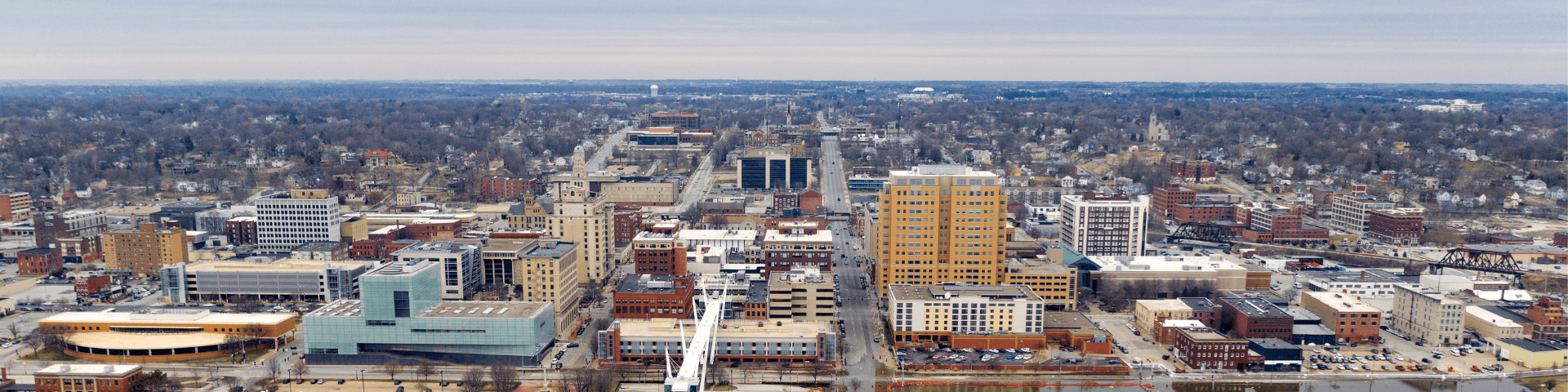 Aerial view of downtown Davenport, Iowa